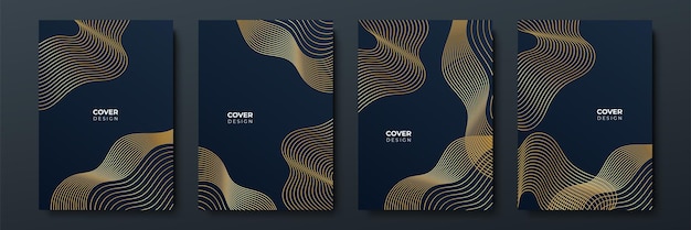 Eleganter schwarzer und goldener Luxus-Cover-Design-Hintergrund mit abstrakten Linien