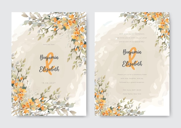 Elegantes Aquarell-Blumen-Hintergrund-Grenzen- und Kränz-Karten-Design Nackt-Chrysanthemum-Karteneinladungsthema