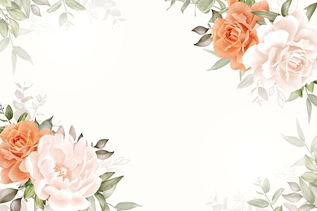 Elegantes Aquarell-Blumenrahmen-Hintergrunddesign mit handgezeichneter Pfingstrose und Blättern