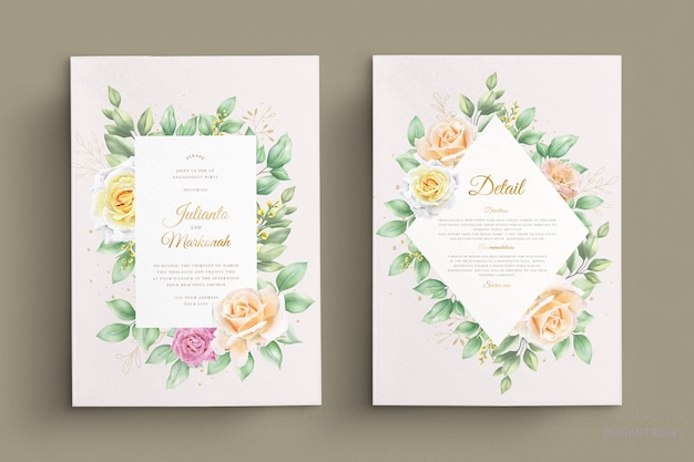 Elegantes aquarellblumenhochzeitseinladungskartenset