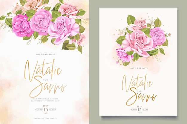 elegantes aquarellblumenhochzeitseinladungskartenset
