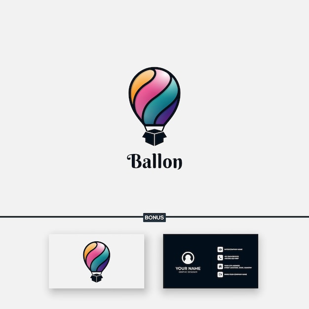 Elegantes ballon- und box-lieferpaket-logo