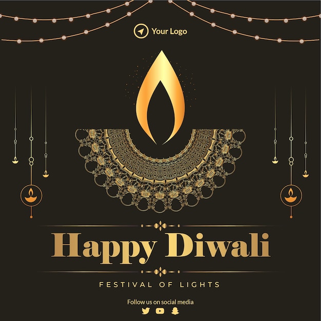 Elegantes bannerdesign der fröhlichen indischen festivalvorlage diwali