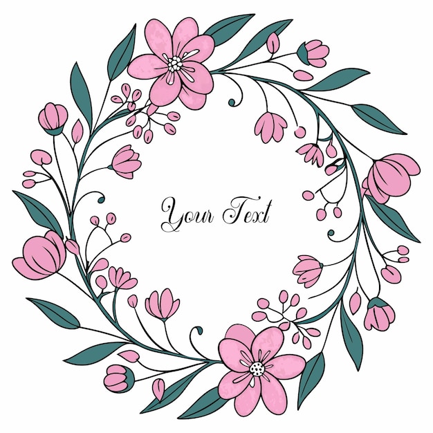 Elegantes Design für einen rosa Blumenkransrahmen