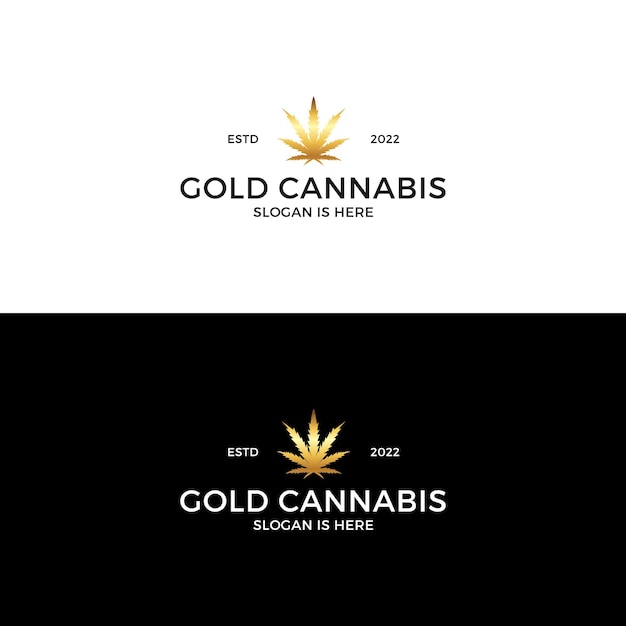 Elegantes goldenes cannabis-logo