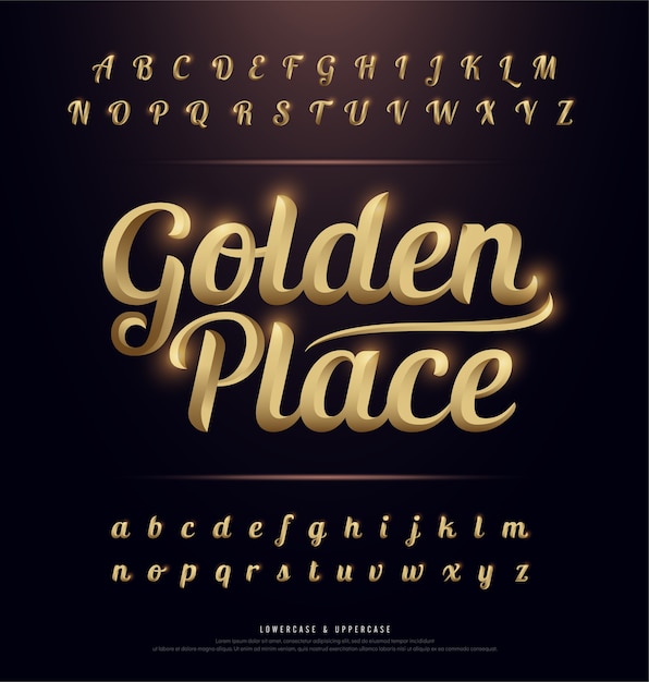 Vektor elegantes goldenes farbiges metall chrome alphabet schriftart
