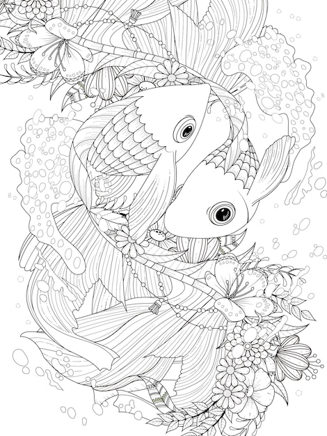 Elegantes Goldfischpaar Malvorlage