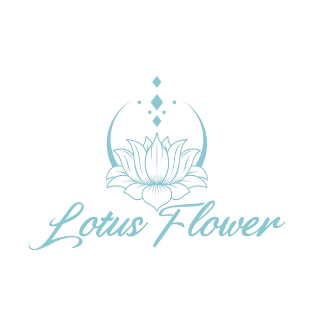 Elegantes hautschönheitslogodesign. illustration von lotusblumen, blättern und zweigen, die in einem kreis verpackt sind,