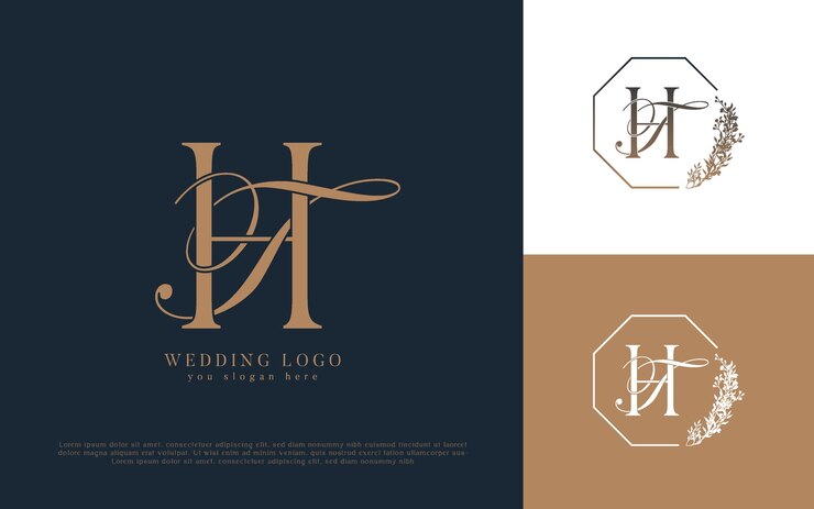 Vektor elegantes hochzeits-logo-design mit den initialen ht