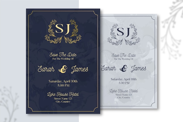 Elegantes Hochzeitseinladungsschablonenkonzept
