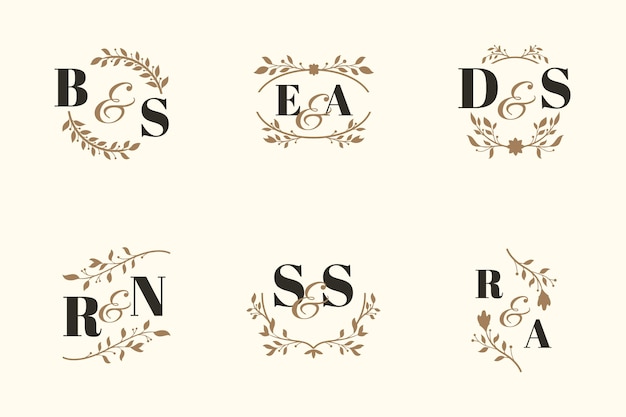 Elegantes Hochzeitsmonogramm-Sammlungskonzept