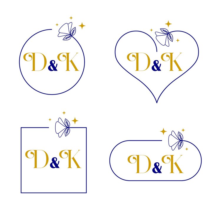 Vektor elegantes hochzeitsmonogramm-set mit den buchstaben d und k