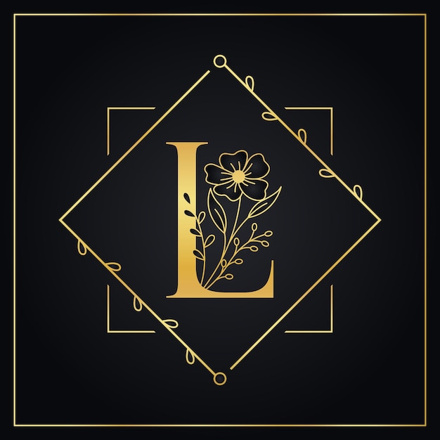 Vektor elegantes l-goldbuchstaben-blumenlogo