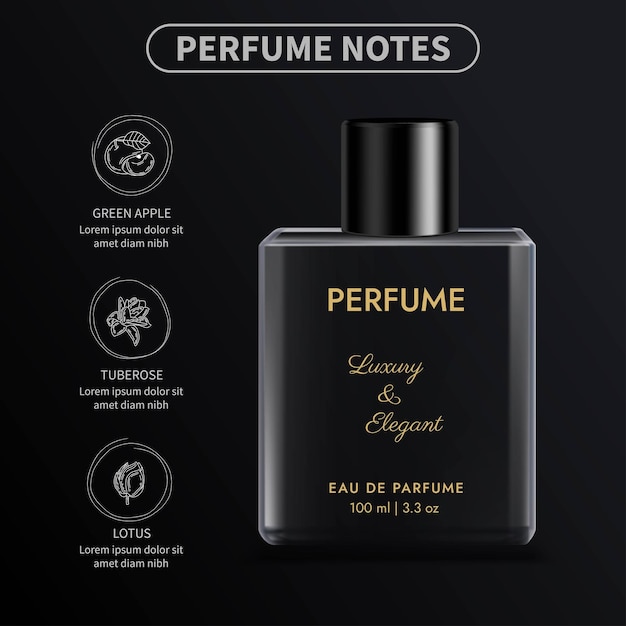Elegantes Modell einer Parfümflasche mit Ikonen