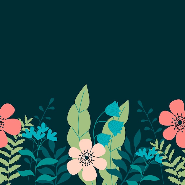 Elegantes Muster des nahtlosen Vektors mit Wiesenblättern und -blumen