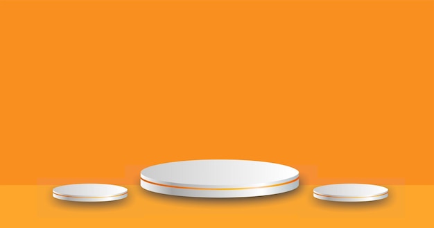 Elegantes orangefarbenes Podium für das Design von Werbeelementen oder die Werbung in sozialen Medien