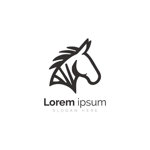 Elegantes Pferdekopf-Logo-Design mit abstrakten geometrischen Elementen und Platzhaltertext