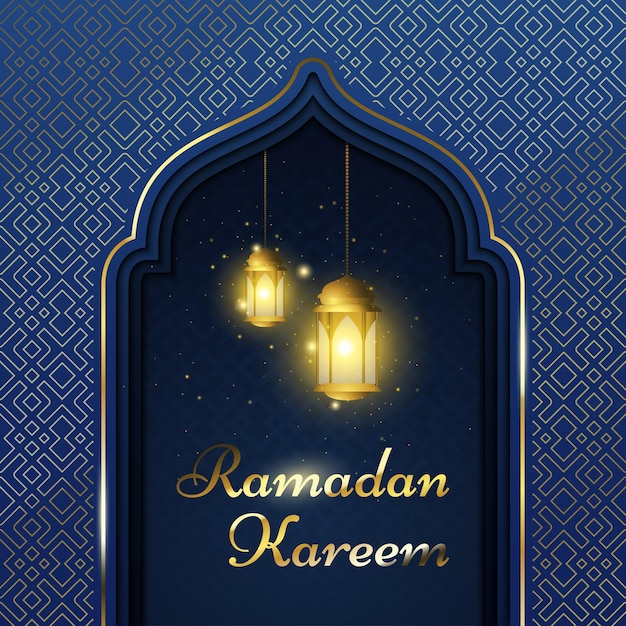 Elegantes ramadan kareem hintergrunddesign schöne islamische grußkarte