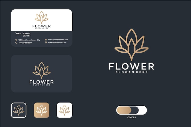 Elegantes rosenblüten-logo-design und visitenkarte