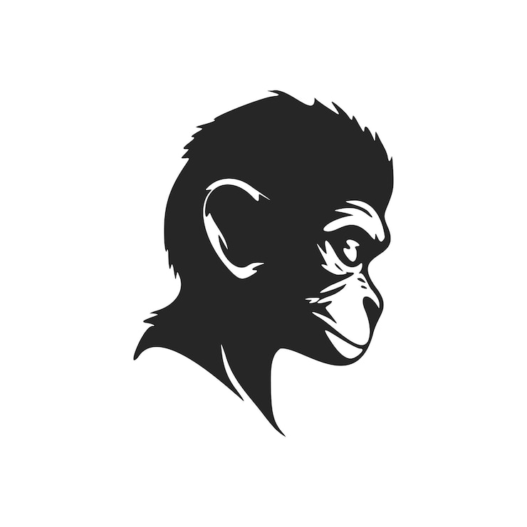 Vektor elegantes schwarz-weißes affenkopf-logo perfekt für jedes unternehmen, das einen stilvollen und professionellen look sucht