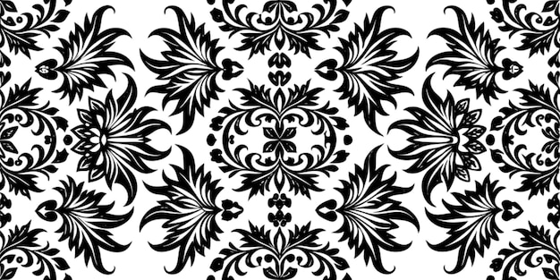 Elegantes schwarz-weißes Damaskblumenmuster