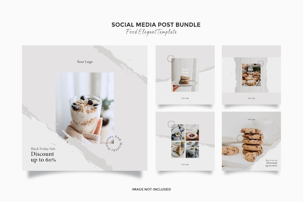 Elegantes Social Media Food Post Templates Bundle für Black Friday Sale