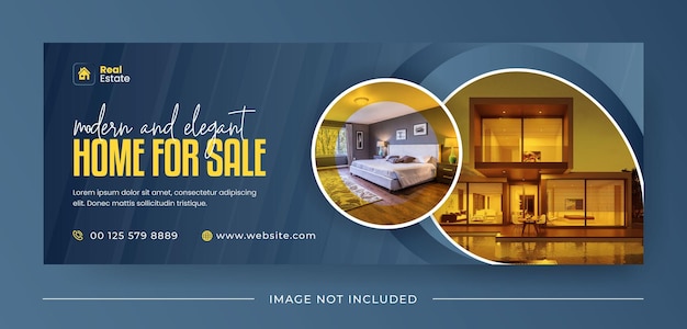 Elegantes und modernes Haus zum Verkauf Immobilien-Web-Banner Facebook-Cover-Vorlage