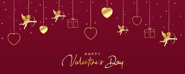 Elegantes valentinstag-banner mit goldenem design