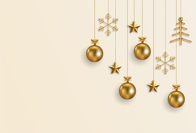 Vektor elegantes weihnachtsbanner mit goldenen elementen