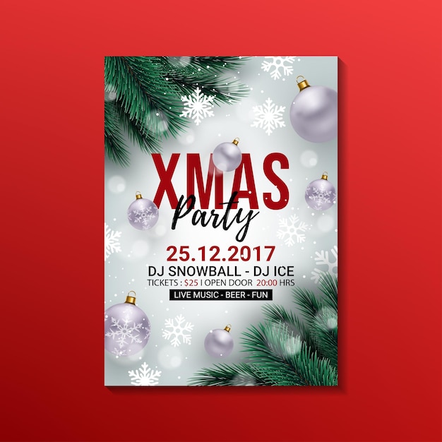 Elegantes weihnachtsparty-flyer-vorlagendesign