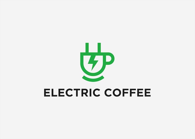 Elektrische kaffee-logo-design-symbol-vektor-illustration