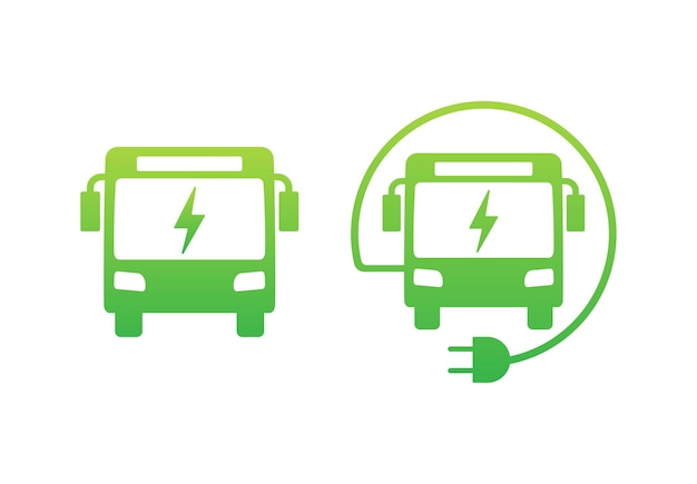 Elektrischer stadtbus elektrobus, der ev-symbol auflädt vektorstockillustration