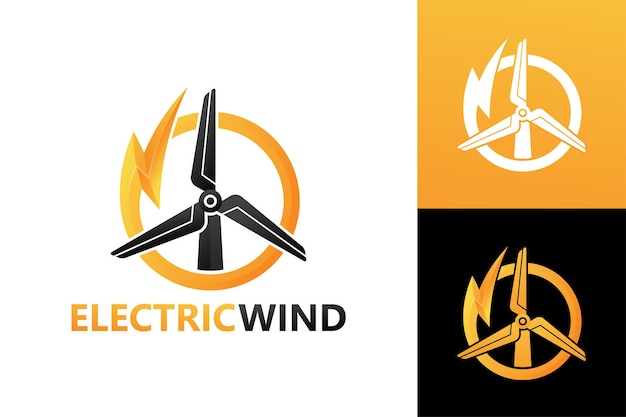 Elektrischer wind logo vorlage premium-vektor