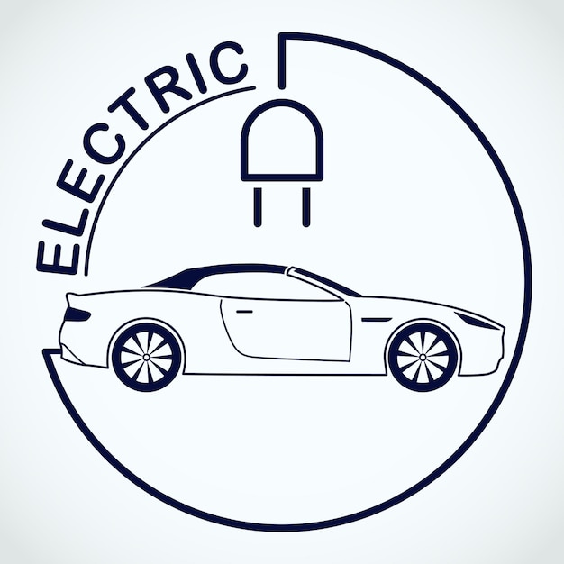 Elektroauto-logo, öko-fahrzeuge, symbol, ökologischer transport, symbol, vektorillustration