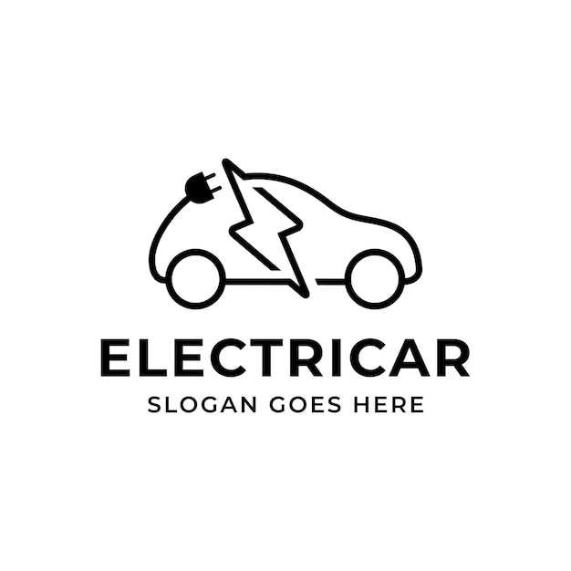 Elektroauto-logo-symbol auf weißem hintergrund