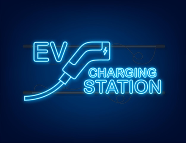 Elektroautos laden auf leeren Parkplätzen, schnelle Supercharger-Station und viele kostenlose Ladestationen. Fahrzeug im Stromnetz.