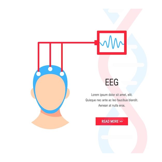Vektor elektroenzephalographie-konzept gehirnwellenmessung