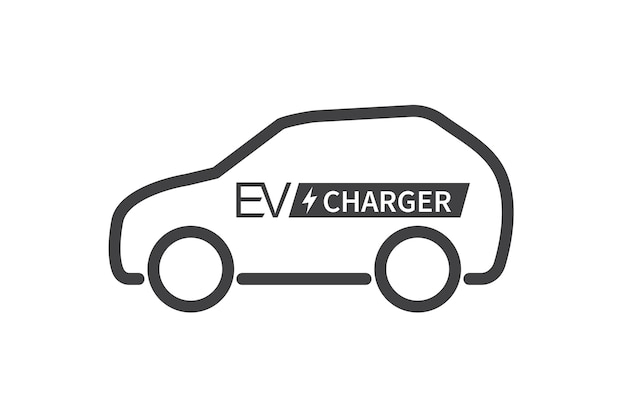 Vektor elektrofahrzeugladung batterie ladungssymbol ev auto umweltfreundliches fahrzeugkonzept vektorillustration