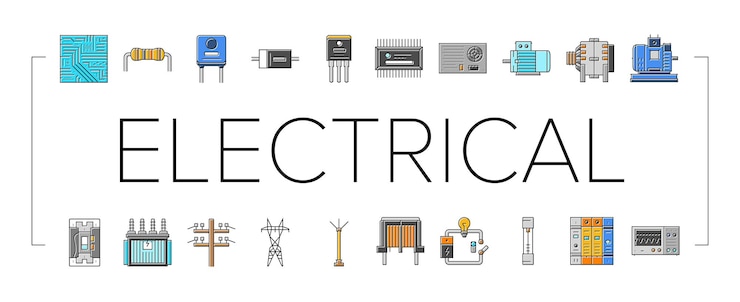Vektor elektroingenieur industrie arbeitssymbole satzvektor