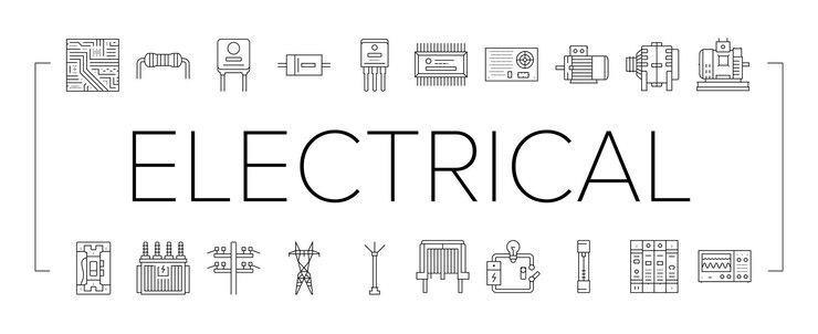 Vektor elektroingenieur industrie arbeitssymbole satzvektor