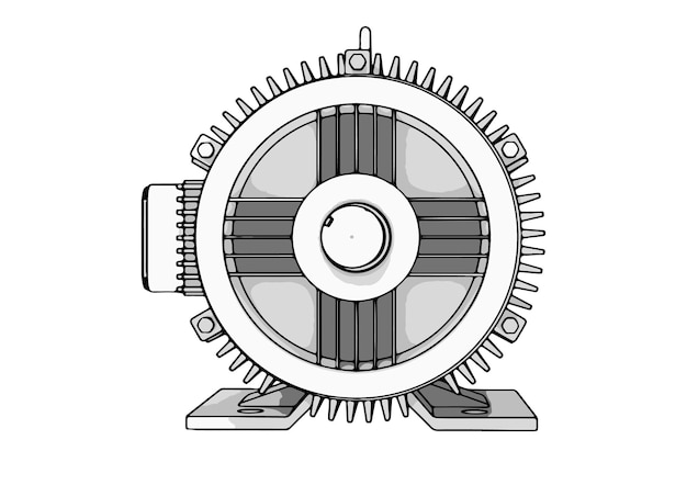 Vektor elektromotorskizze auf weißem hintergrundvektor
