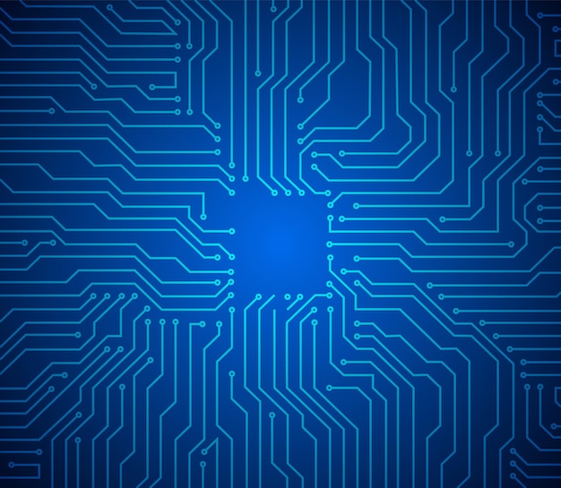 Elektronikplatine. schaltungstechnik. high-tech-konzept für digitale datenverbindungssysteme oder mikroschaltungsdesign für elektronische leiterplatten von computern.