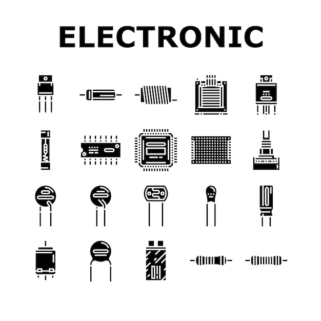 Vektor elektronische komponenten-chip-symbole setzen vektor