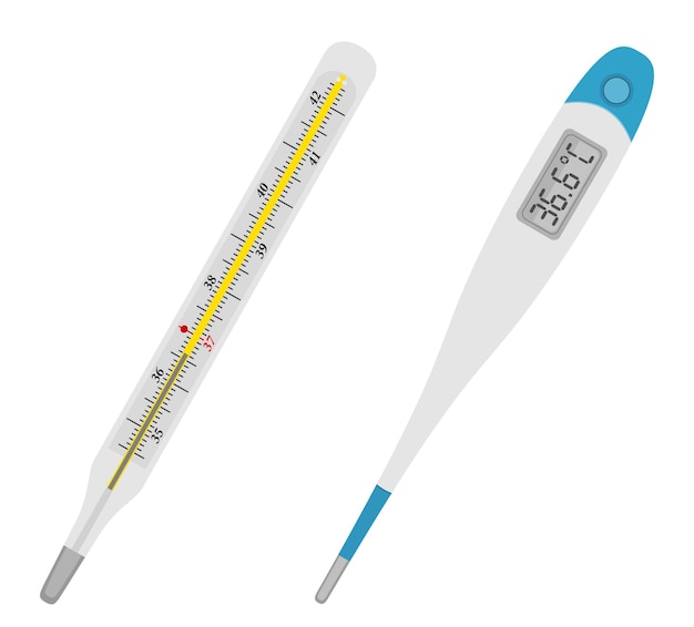 Elektronische und Quecksilber-medizinische Thermometer-Vektorillustration