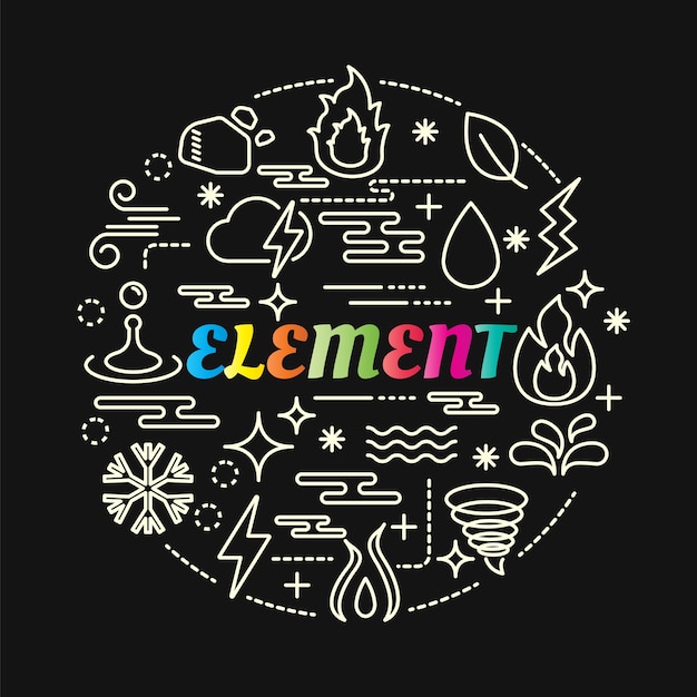 Element bunten farbverlauf mit linie icons set