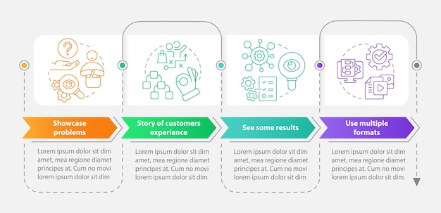 Elemente der rechteckigen Infografik-Vorlage für Fallstudien