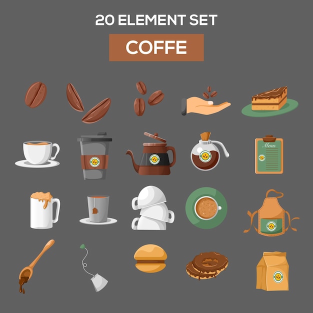 Elemente des Kaffee-Illustrationssatzes