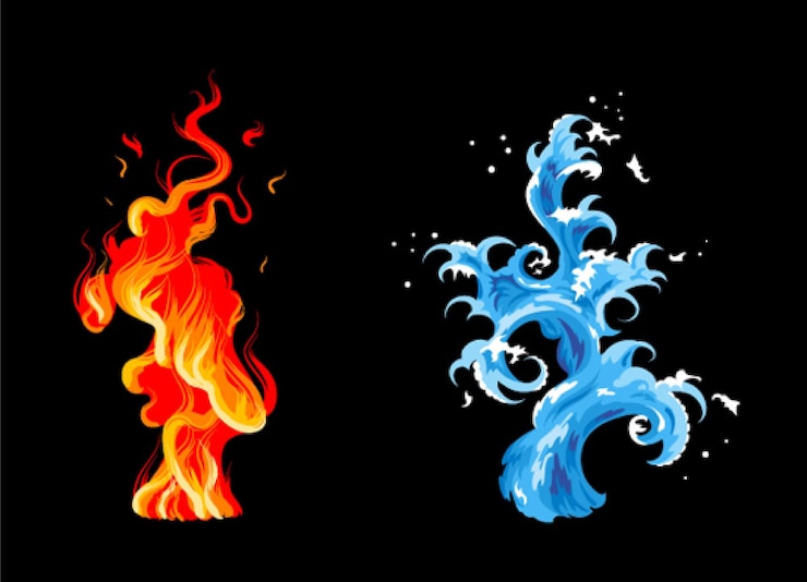 Vektor elemente feuer und wasser