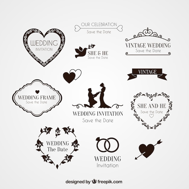 Elemente für die Hochzeitseinladung