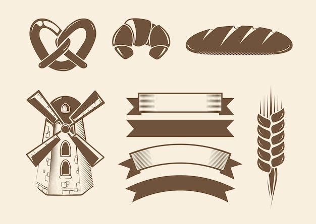 Elemente für vintage vektor bäckerei logos